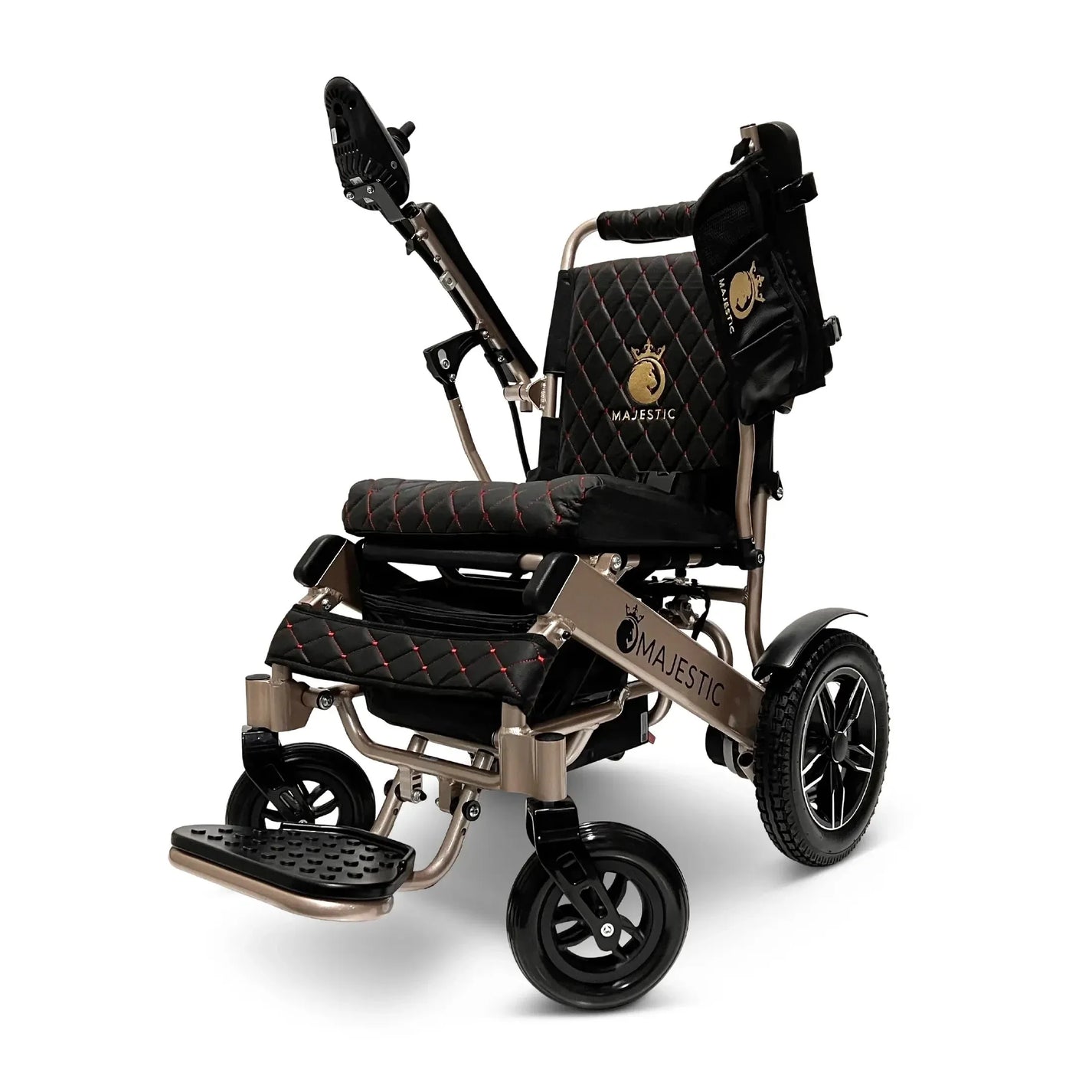 Electric wheelchair ComfyGO Majestic IQ 8000 – black quilted seat and backrest