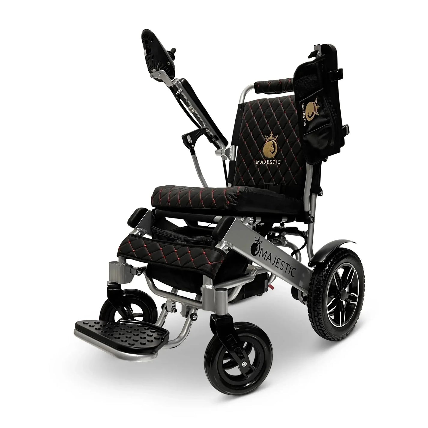 Electric wheelchair ComfyGO Majestic IQ 8000 – black quilted seat and backrest