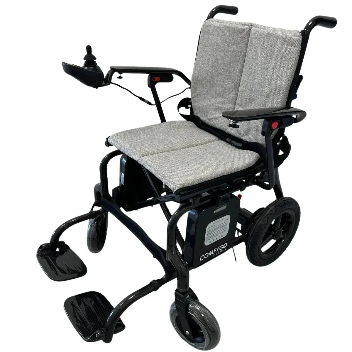 Electric wheelchair ComfyGO Phoenix Carbon – front three-quarter view, grey colour variant