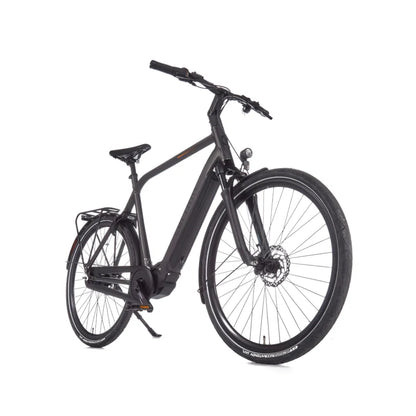 Electric bike Cortina E Mozzo in an elegant black design, with a robust frame and disc brakes