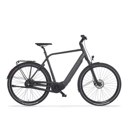 Cortina E Mozzo electric bike in elegant black design, with a low entry frame and wide tires