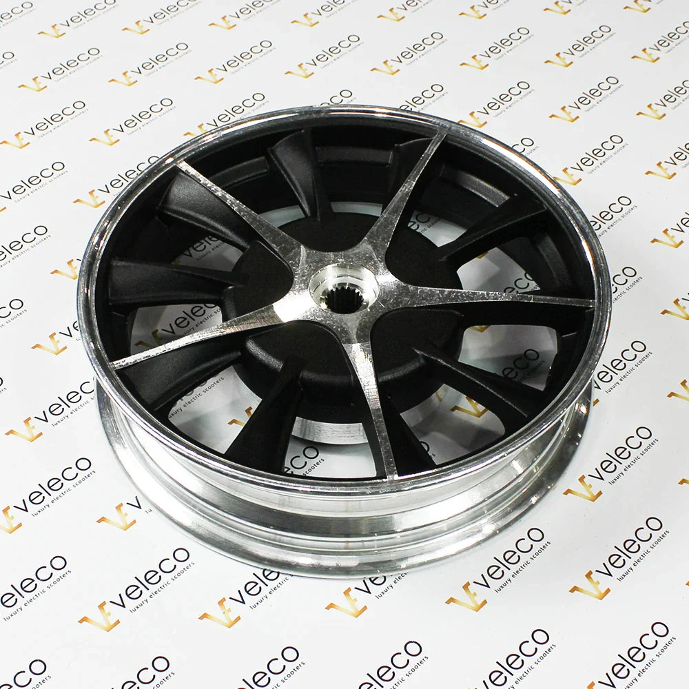 Rear Rim for Veleco Draco – silver and black rim, top view