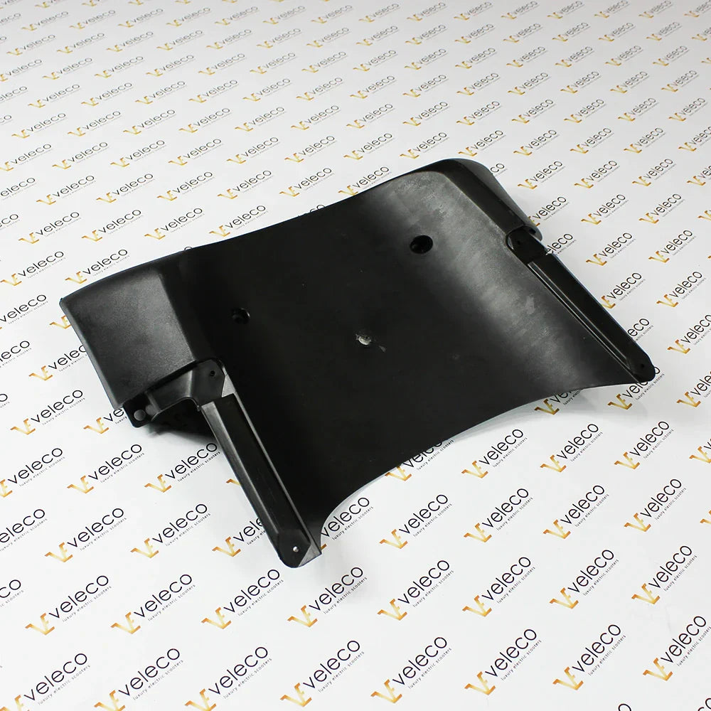 Cover Behind the Front Wheel for Veleco Draco – black plastic cover, angled view