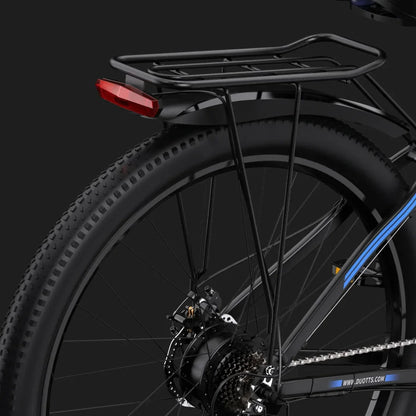 Electric Bike Duotts C29 features a sturdy rear rack with a sleek taillight for safety and convenience.