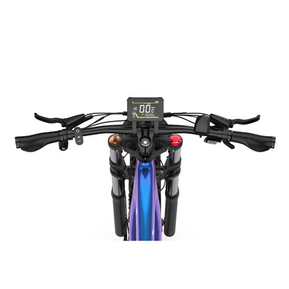 Electric Bike Duotts E26, top view of handlebars with digital display, grips, and control buttons.