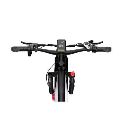 Electric Bike Duotts F26 features a sleek handlebar design with a digital display, throttle controls, and ergonomic grips.