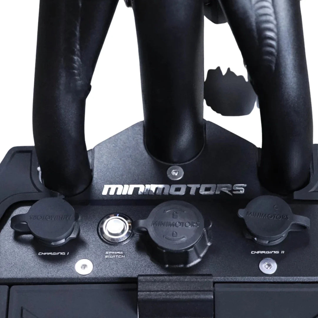 Electric scooter Dualtron City – charging ports and power switch