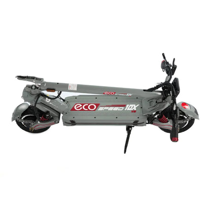 Electric Scooter Eco Speed 10x V2 features a sleek gray design, compact folding mechanism, and sturdy construction.