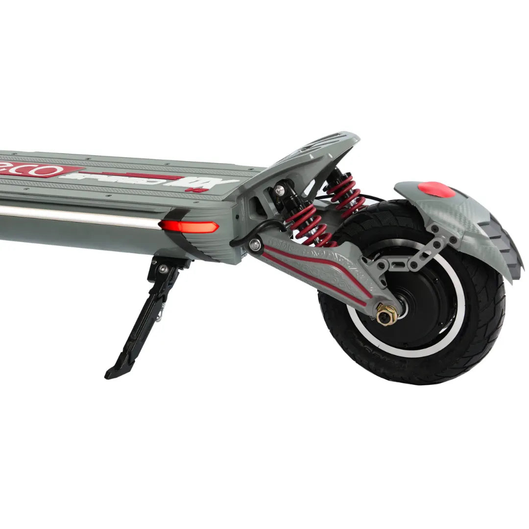 Electric Scooter Eco Speed 10x V2 features a sleek design, robust suspension, and a durable tire for smooth rides.
