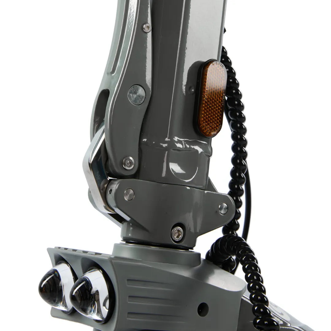 Electric Scooter Eco Speed 10x V2 features a durable gray frame, dual headlights, and a stylish design.