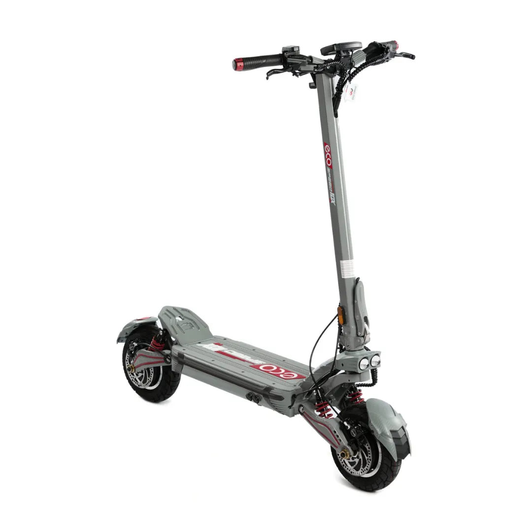 Electric Scooter Eco Speed 10x V2 features a sleek gray design, sturdy frame, and robust wheels for stability.