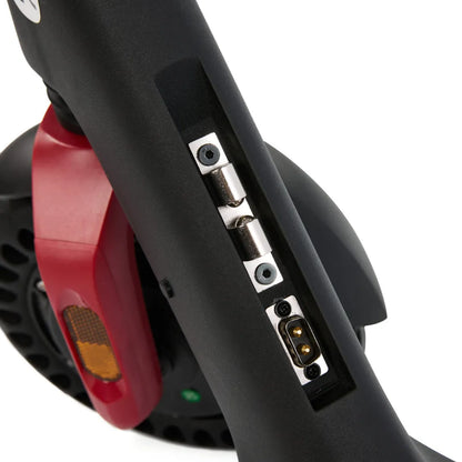 Electric Scooter Eco Speed Mini features a sleek black design, showcasing a red trigger and connection ports.