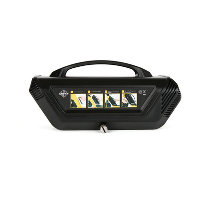 Electric Scooter Eco Speed Mini, sleek black battery cover featuring instructional graphics and handle.