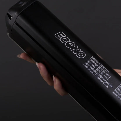 Electric Bike Econo Apes Eer4, sleek black battery with ECO label, compact design for electric bikes.