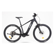 A black mountain electric bike labeled "Econo Gams MTB C5" with a sleek design and mountain bike features