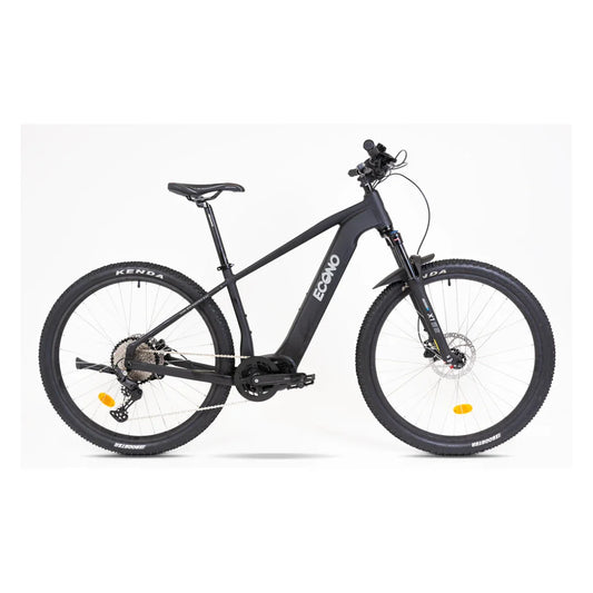 Mountain Electric Bike Econo Gams Mtb C5, sleek black design, sturdy frame, mountain tires, disc brakes.