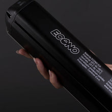Electric Bike Econo Gams Suv Eec6, sleek black battery design, detailed specifications printed, held in hand.