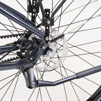 Electric Bike Econo Mare City Eecalk Auto, close-up of rear disc brake and frame components, sleek design.