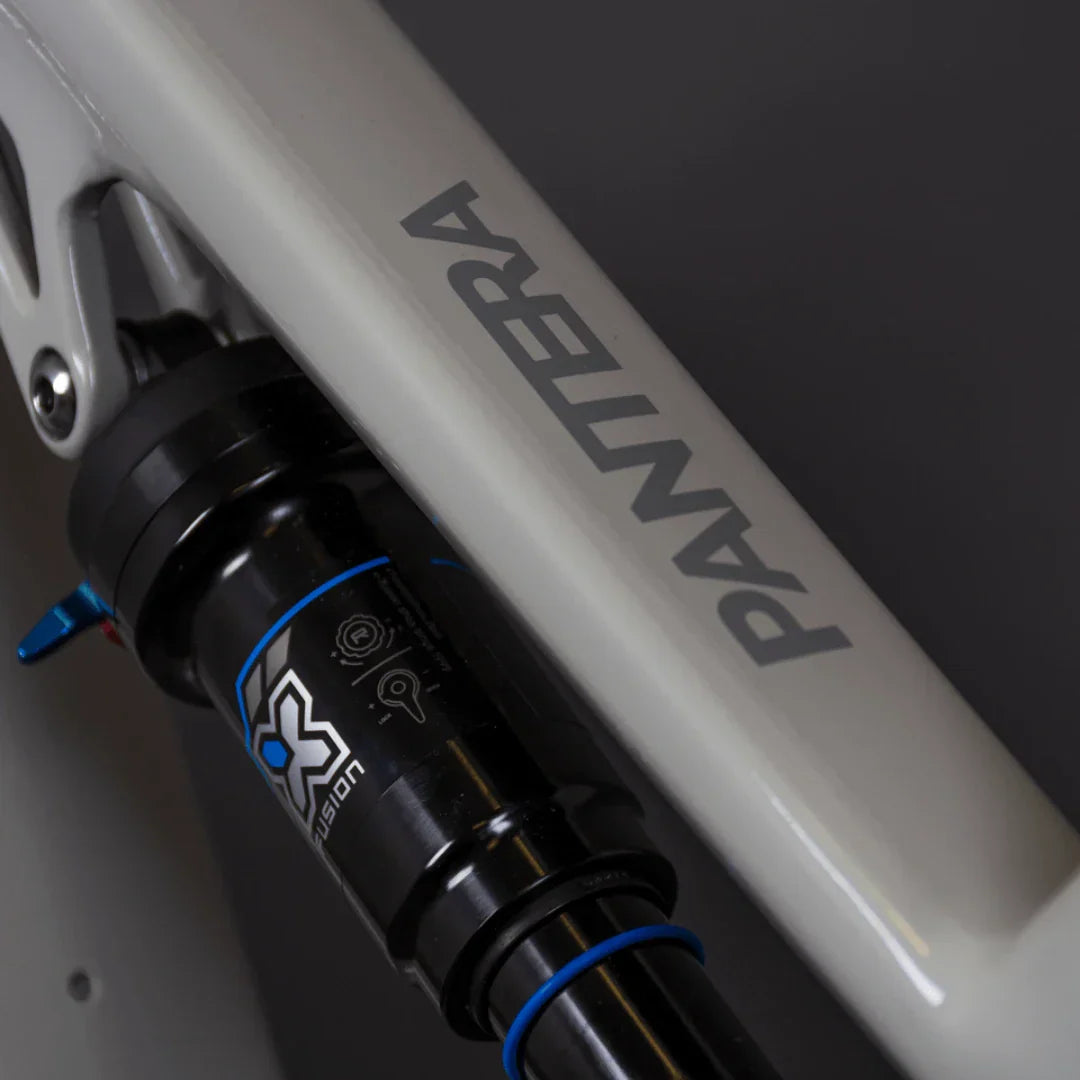 Electric bicycle ECONO Pantera C8 140 – rear shock absorber and frame branding
