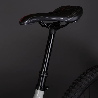 Mountain Electric Bike Econo Pantera C9 160, features a sleek black saddle and adjustable seat post.