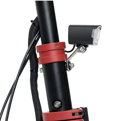 Electric Scooter Eco Speed 10x features a sleek black frame, red accents, and a compact headlamp attachment.