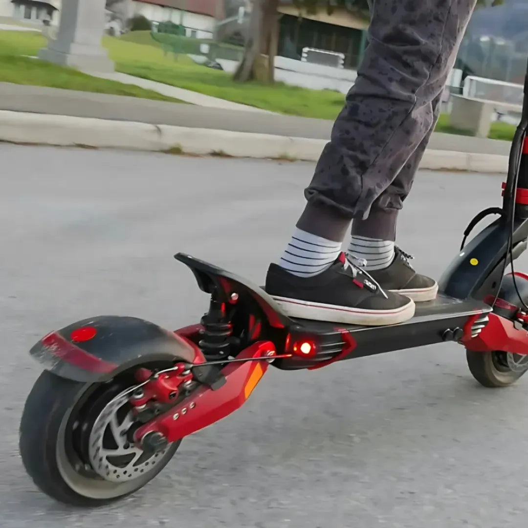 Electric Scooter Eco Speed 10x Pro features a sleek design, high-performance wheels, and LED lights for safety.