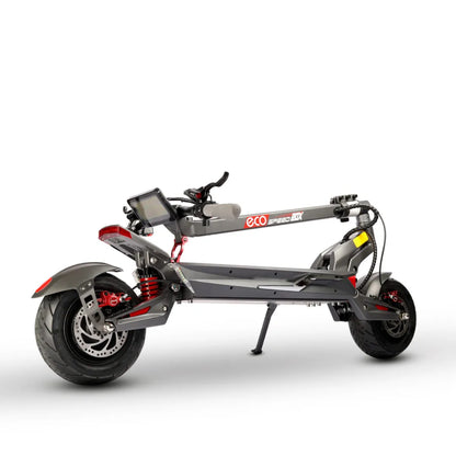 Electric Scooter Eco Speed 20x features a sleek folded design, robust tires, and enhanced suspension for a smooth ride.