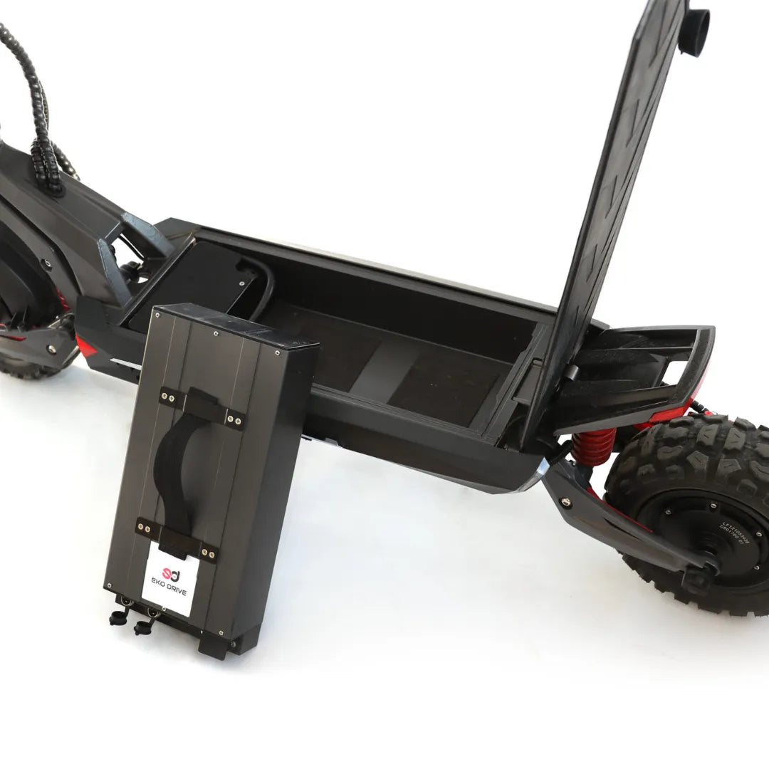 Electric Scooter Eco Speed 20x features a sturdy build, removable battery, and spacious storage compartment.