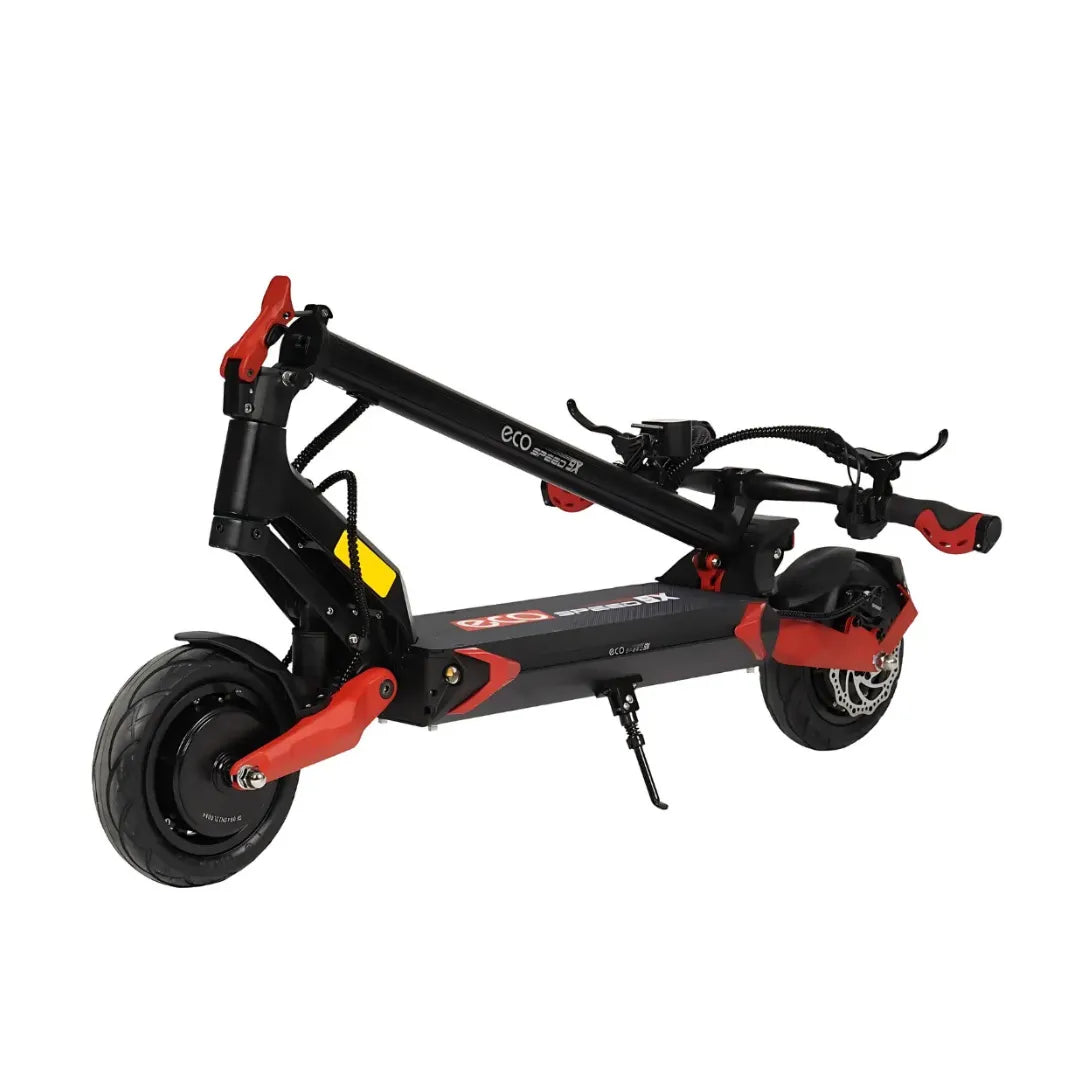 Electric scooter ECO Speed 9X – folded side view, red accents