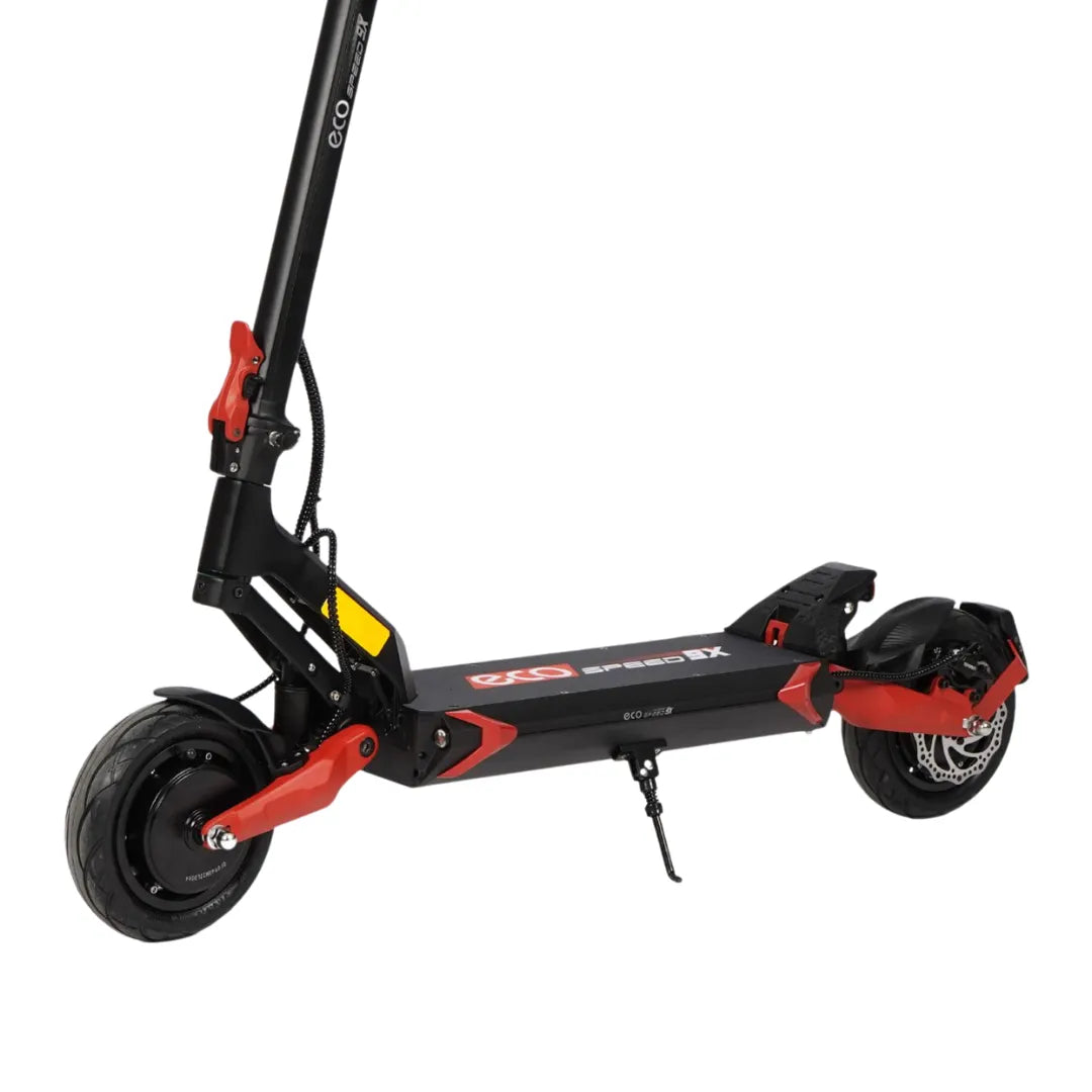 Electric scooter ECO Speed 9X – front three-quarter view, red accents