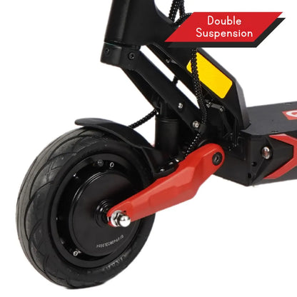 Electric Scooter Eco Speed 9x features a sleek design with a double suspension for improved comfort.