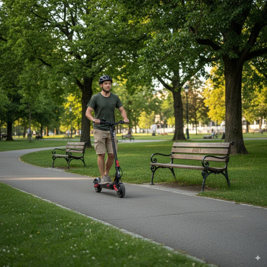 Electric scooter ECO Speed 9X – man riding on park path