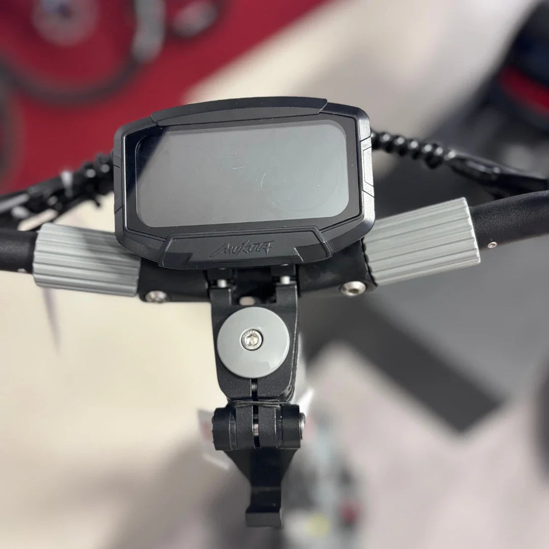 Electric Scooter Eco Speed 10x V2 features a sleek control panel with a modern design and ergonomic grips.