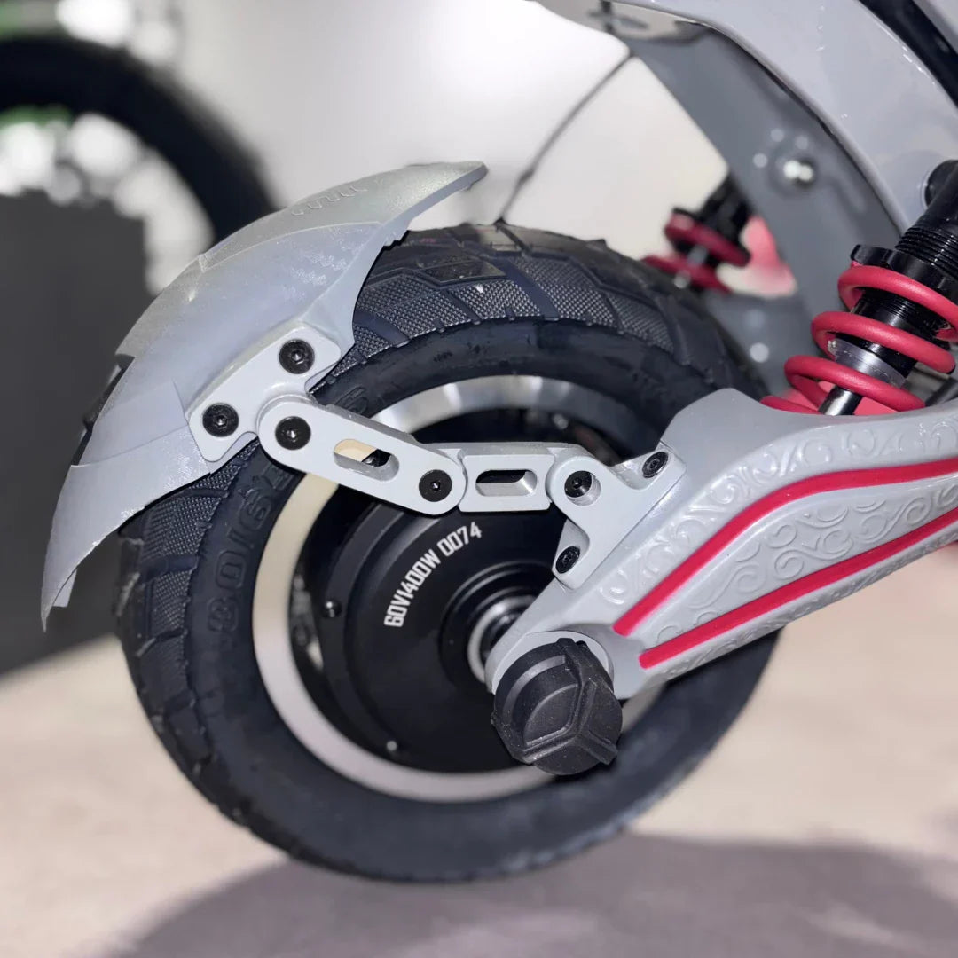 Electric scooter ECO Speed 10X V2 – rear wheel, suspension, and motor