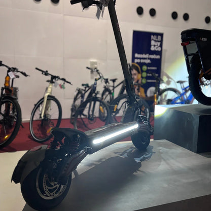 Electric Scooter Eco Speed 10x V2 features a sleek design, LED light strip, and strong suspension for smooth rides.