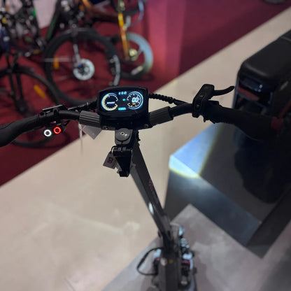 Electric Scooter Eco Speed 10x V2 features a sleek design with a digital display showing speed and modes.