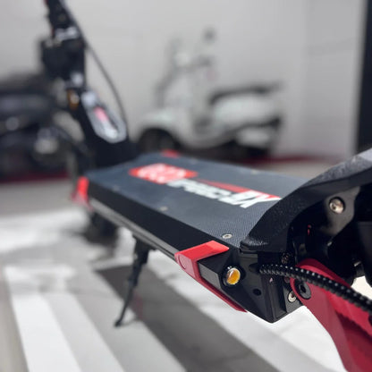 Electric Scooter Eco Speed 9x features a sleek, modern design with vibrant red accents, showcasing durability and style.