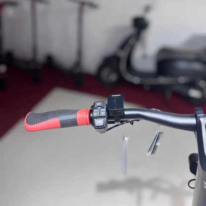 Electric Scooter Eco Speed 9x features a sleek handlebar with textured grips, control buttons, and a compact design.