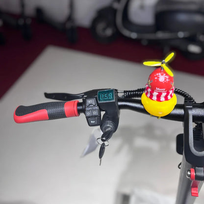 Electric Scooter Eco Speed 9 features a sleek handlebar with digital display and festive decoration.
