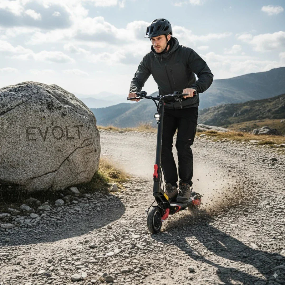 Electric scooter ECO Speed 9 – man riding scooter on gravel path