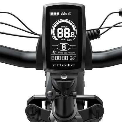 Electric Bike Engwe Ep 2 Pro features a modern digital display showing speed, battery level, and trip data.