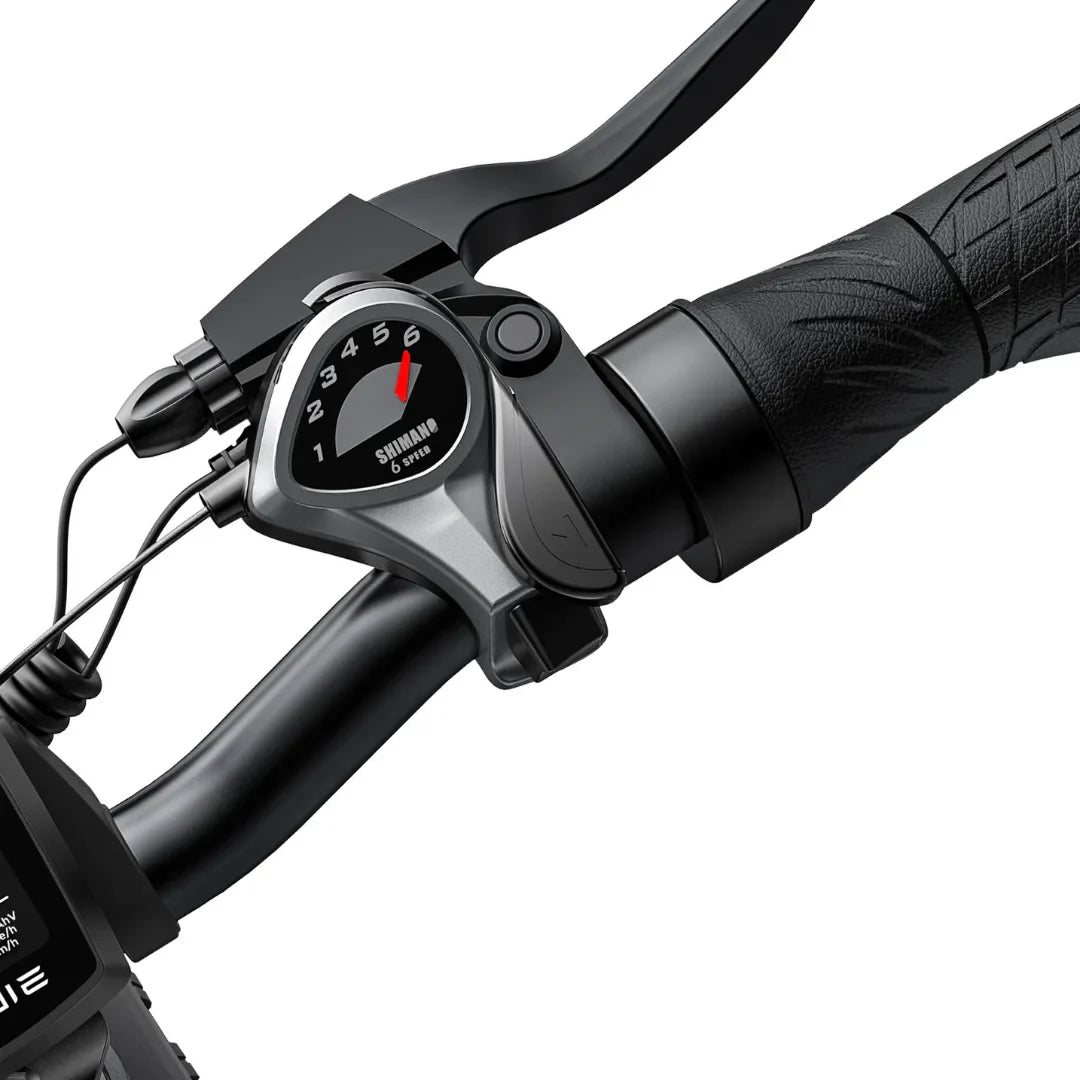 Electric Bike Engwe Ep 2 Pro features a Shimano 6-speed gear shifter for smooth cycling performance.