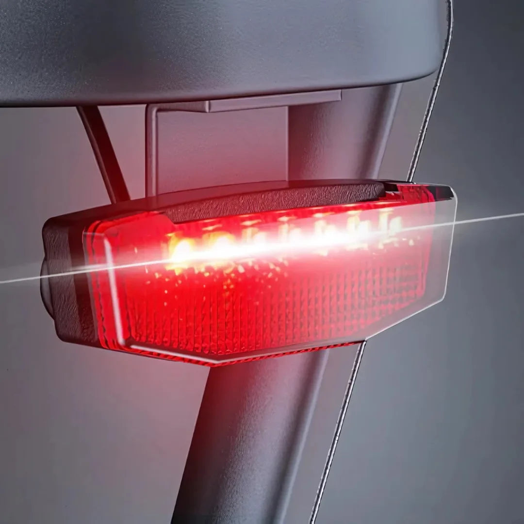 Electric Bike Engwe Le20 features a bright red LED tail light for enhanced visibility and safety while riding.
