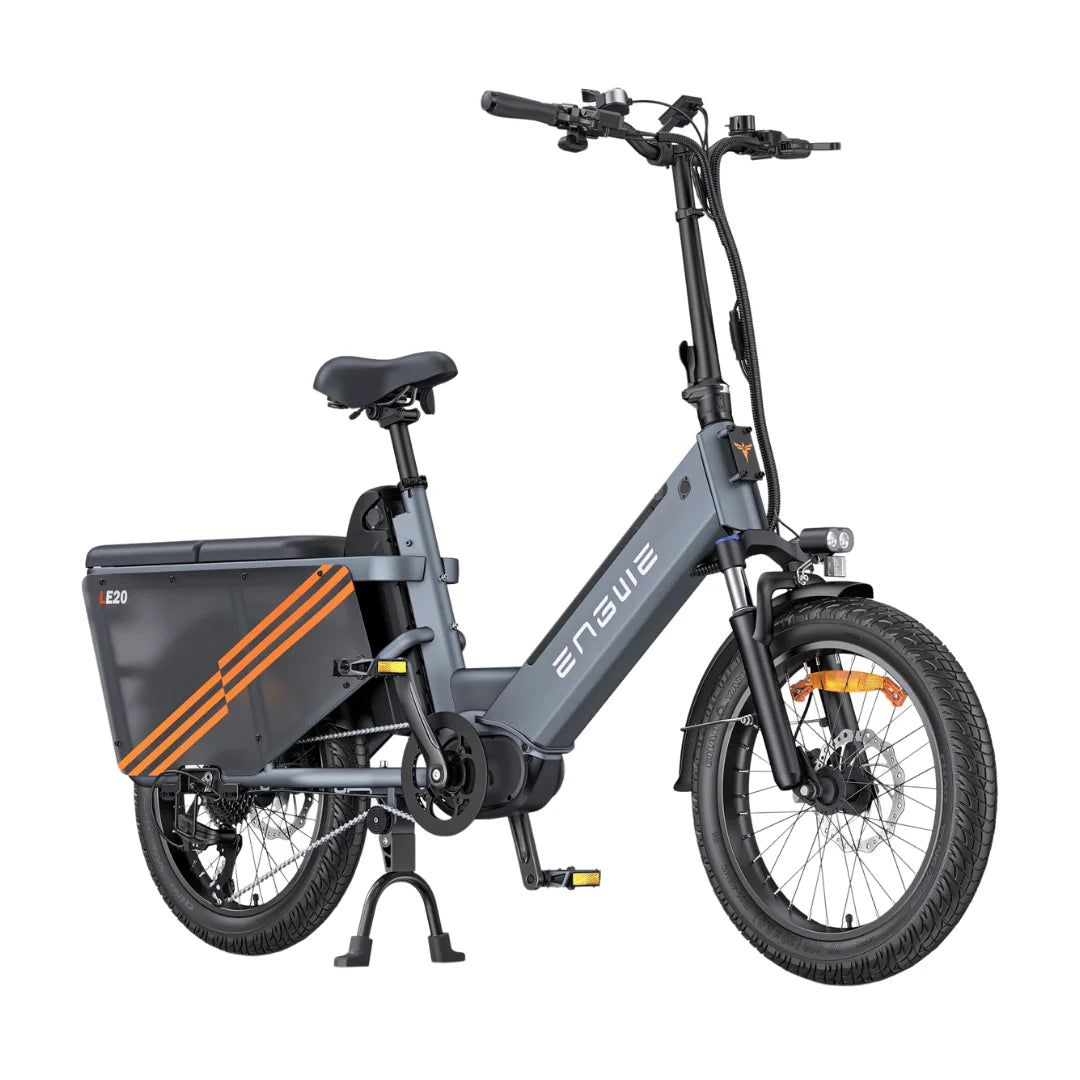 Electric bicycle Engwe LE20 – front three-quarter view, grey colour variant