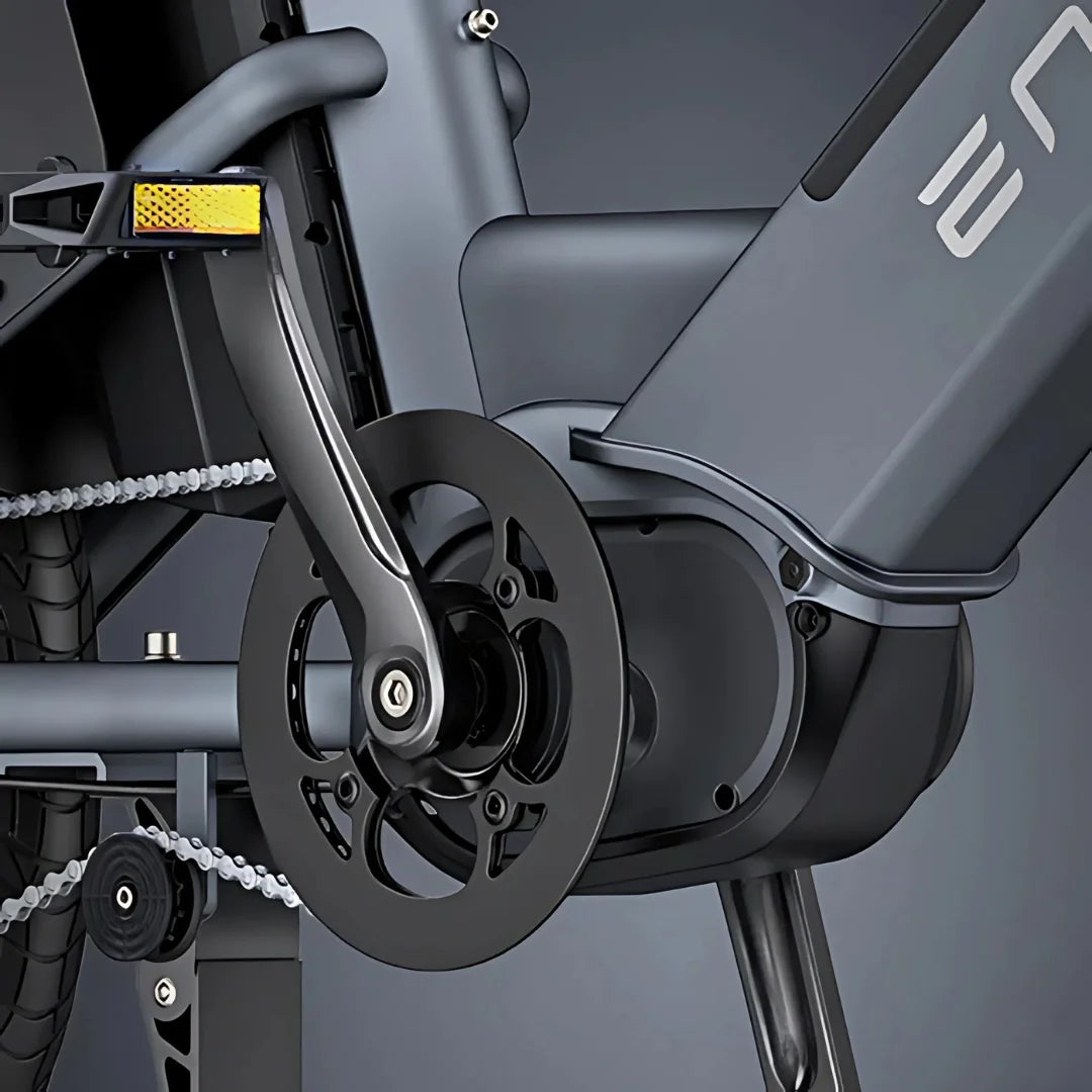 Electric bicycle Engwe LE20 – pedal and chainring close-up