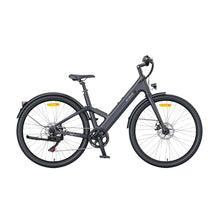 A stylish and modern electric bike, the "electric-bike-engwe-mapfour-n1-air," is displayed against a white background. The bike features a sleek, dark frame, a comfortable seat, and wide tires. It includes a front fork with a suspension system and has disc brakes for enhanced safety. This model is designed for urban commuting and leisurely rides. Available at eVolt.eu.