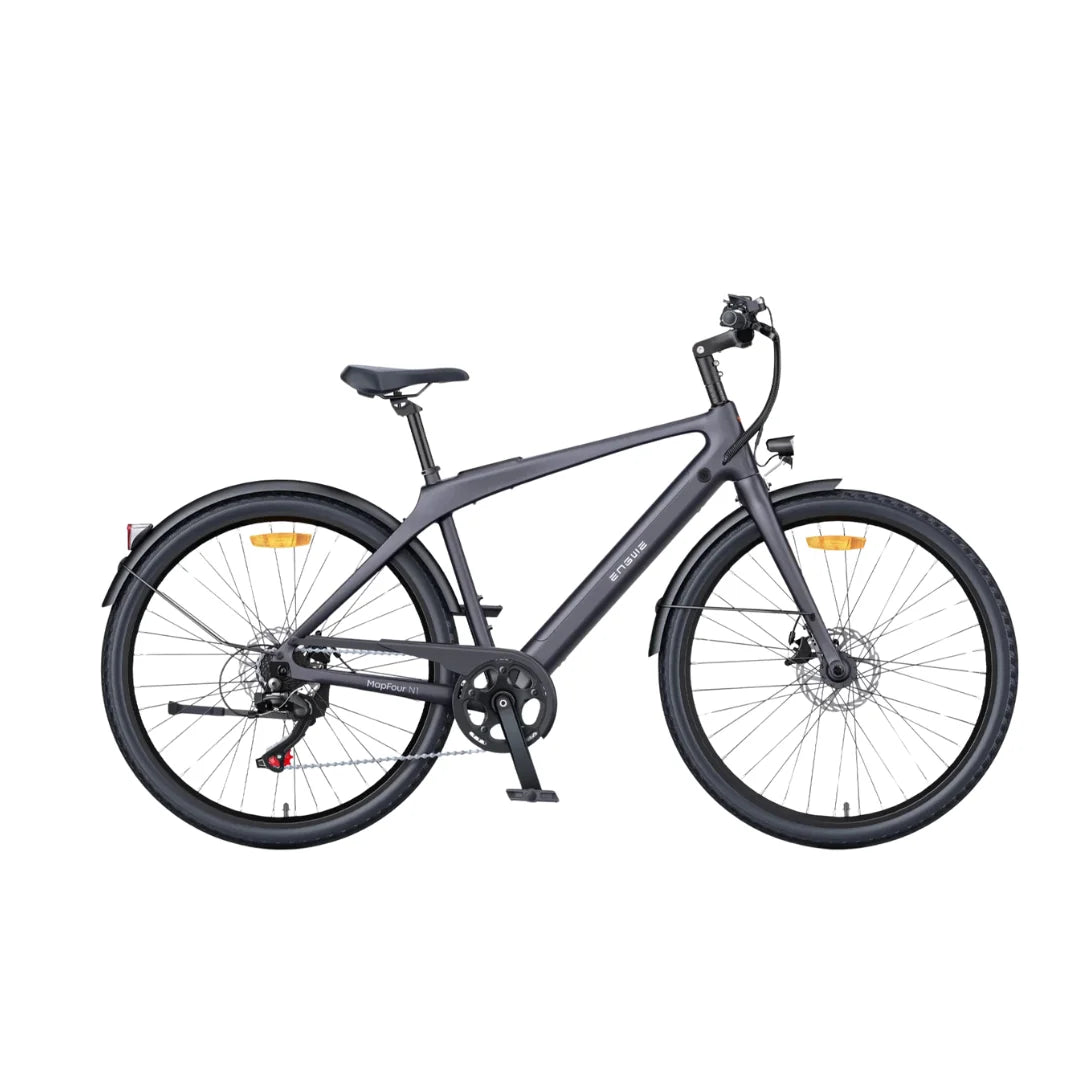 Electric bicycle Engwe MapFour N1 AIR – side view, dark grey frame, straight top tube