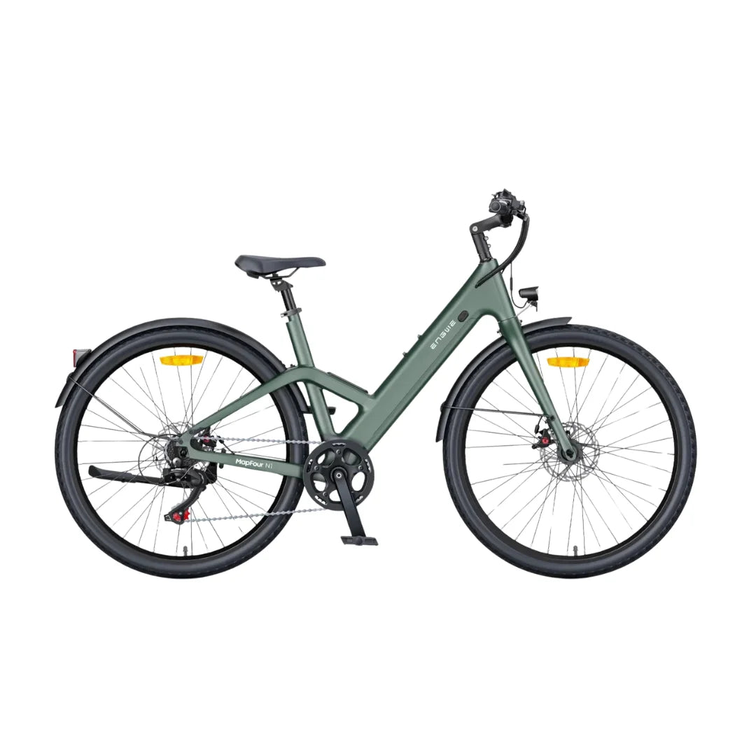 Electric bicycle Engwe MapFour N1 AIR – side view, dark green frame