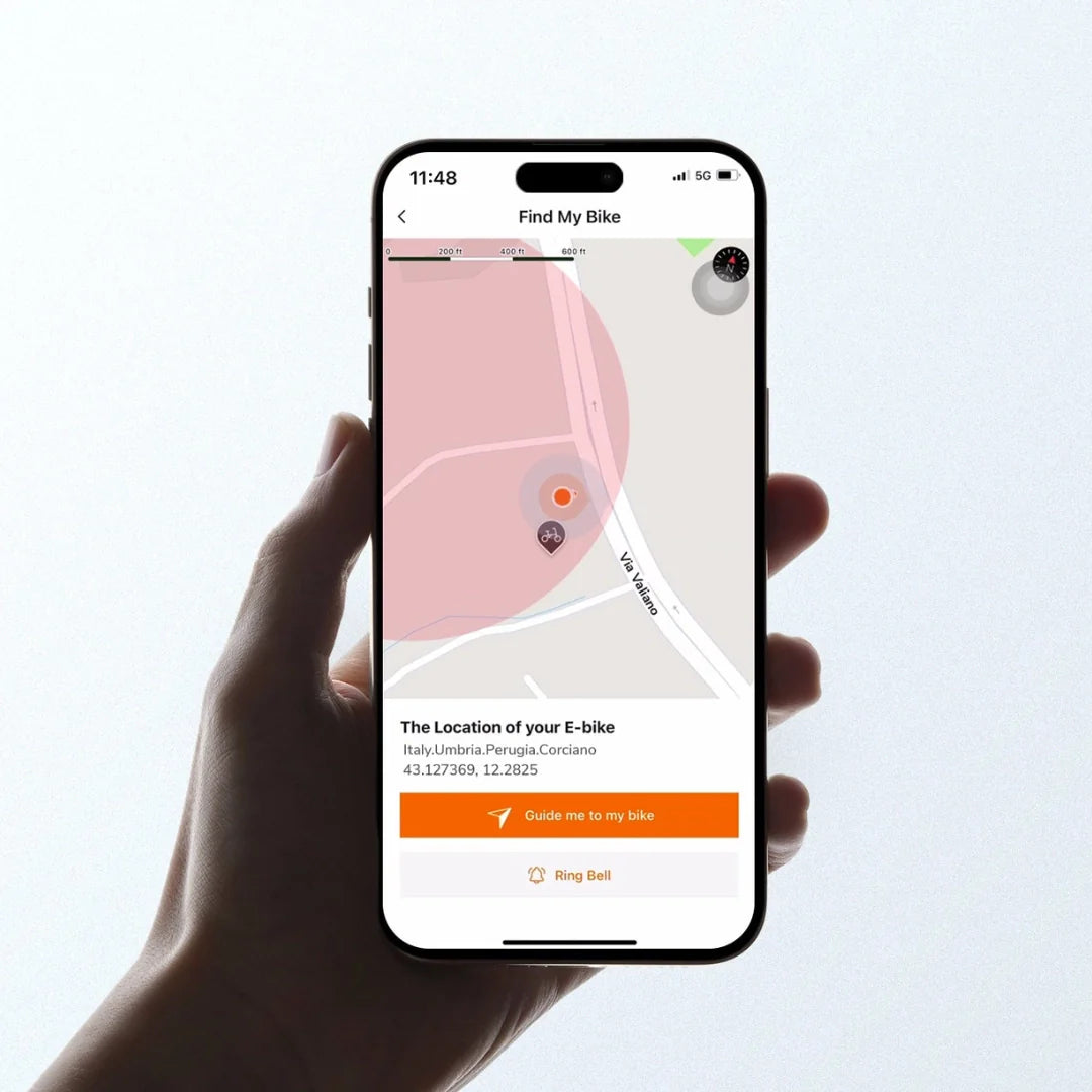 Electric bicycle Engwe MapFour N1 PRO – smartphone app showing bike location