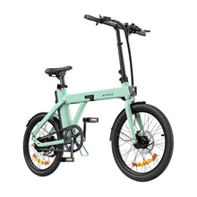 Electric Bike Engwe P20 features a sleek mint green design, compact frame, and adjustable handlebars for comfort.
